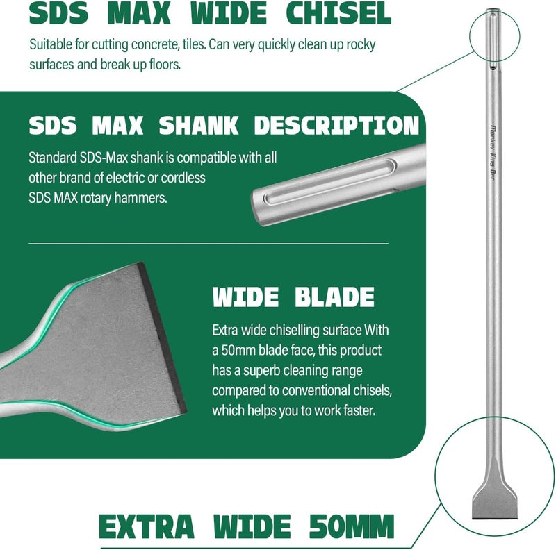 Monkey King Bar MonkeyKingBar-SDS MAX Scalling Chisel 22"x2"(550x50mm) - Demolition Bit for Sds Max Rotary Hammer, Ideal for Chipping all Building Materials - Image 3